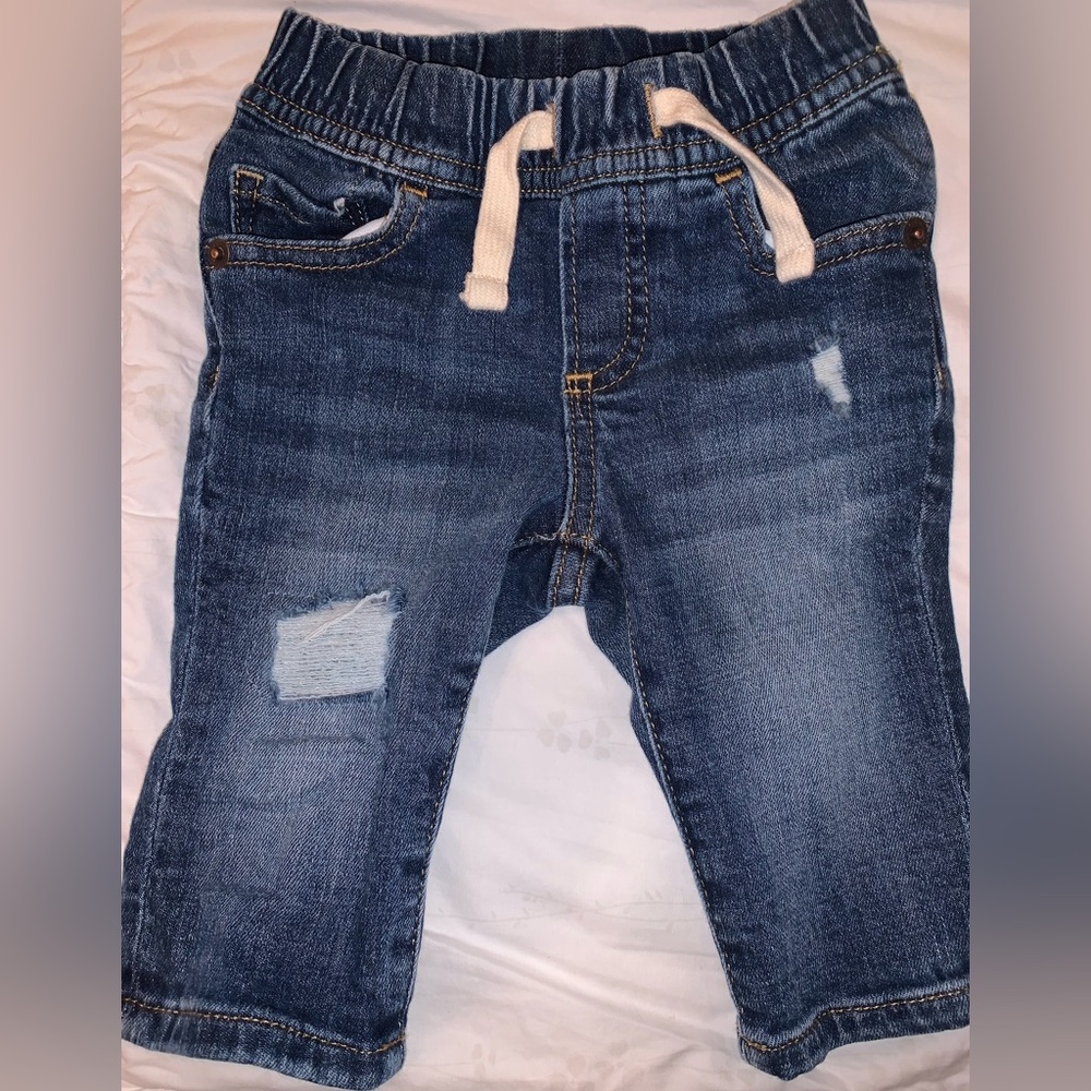 Baby Gap distressed slim fit blue jeans 3-6 months.